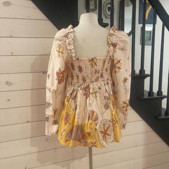 02 Anthropologie Let Me Be poplin babydoll blouse NWT Size Medium - Picture 10 of 11